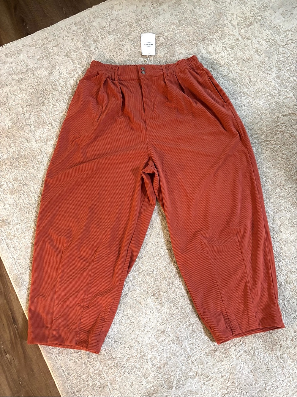 Corduroy Wide-Leg Pants in Rust